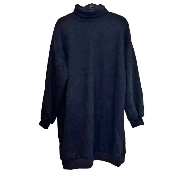 shein black sweater dress SHEIN Priv Turtleneck Raglan Sleeve Twist Front Sweater Dress | Dress
